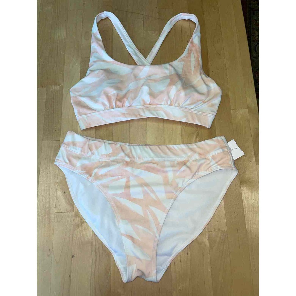 Athleta Pink and White One Piece Swimsuit